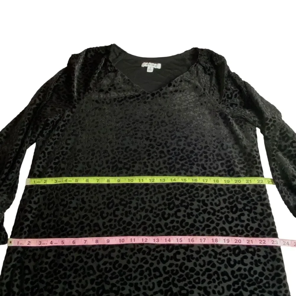 Nine West Velvet Burnout Shift Dress Black Leopard Print Size 16 Holiday Party - Picture 13 of 16